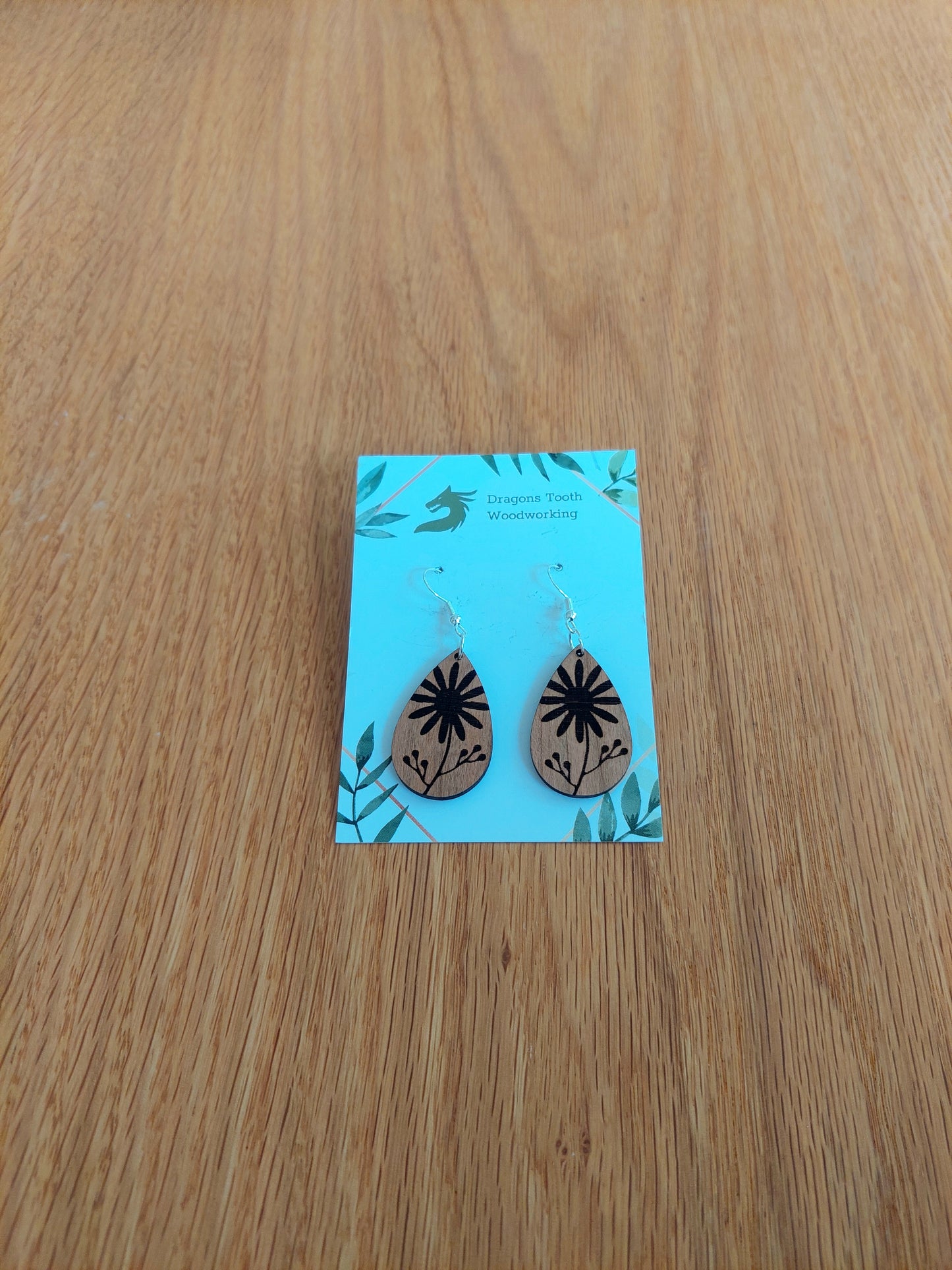 Engraved Black Eyed Susan Earrings