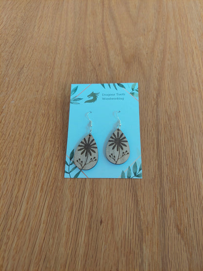 Engraved Black Eyed Susan Earrings