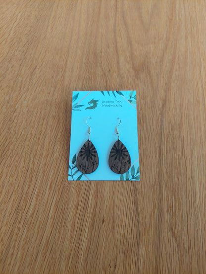 Engraved Black Eyed Susan Earrings